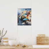 Santorini Oia Griechenland Malerei Art Print Poste Poster (Küche)