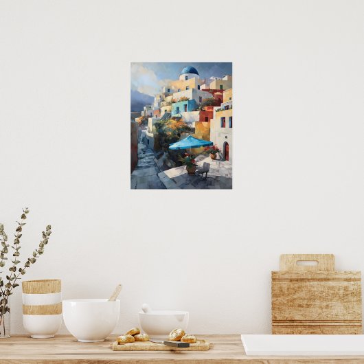 Santorini Oia Griechenland Malerei Art Print Poste Poster (Küche)