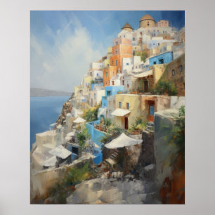 Santorini Oia Griechenland Malerei Art Print Poste Poster
