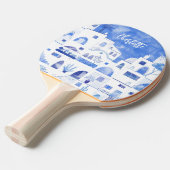 Santorini Oia Griechische Insel Wasserfarbe Person Tischtennis Schläger (Vorderseite)