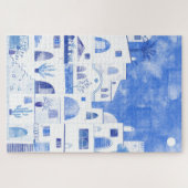 Santorini Oia Griechische Insel Wasserfarbenwelt Puzzle (Horizontal)