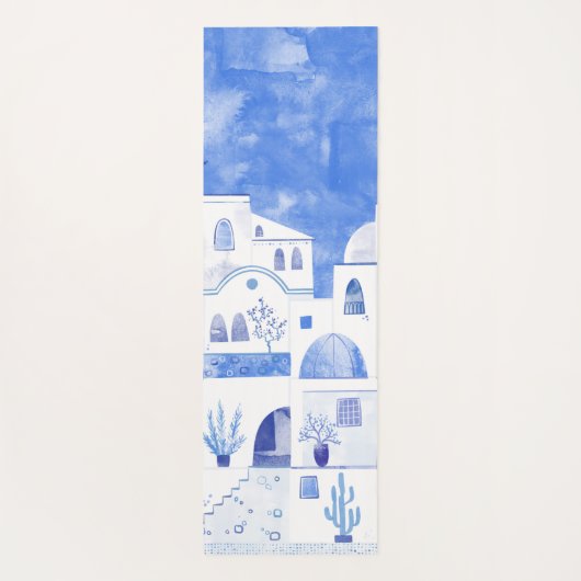 Santorini Oia Griechische Insel Wasserfarbenwelt Yogamatte (Rückseite)