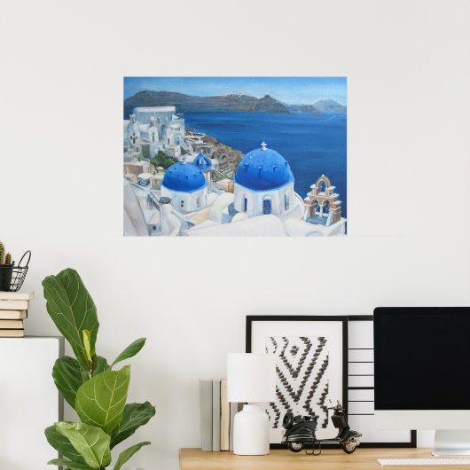 Santorini Oia Ölgemälde Poster (Heimbüro)