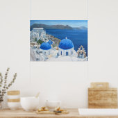 Santorini Oia Ölgemälde Poster (Küche)
