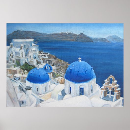 Santorini Oia Ölgemälde Poster (Vorne)