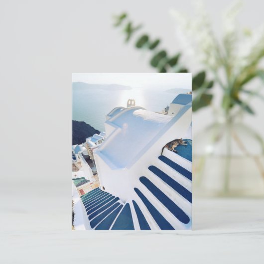Santorini Oia Steps, Griechenland Postkarte (Stehend Vorderseite)