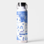 Santorini Oia Watercolor Trinkflasche<br><div class="desc">Aquarellmalerei des Fischerdorfes Oia auf der schönen griechischen Insel Santorin in Blau und Weiß. Originelle Kunst von Nic Squirrell.</div>