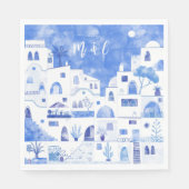 Santorini Oia Wedding Monogram Initial Serviette (Vorderseite)