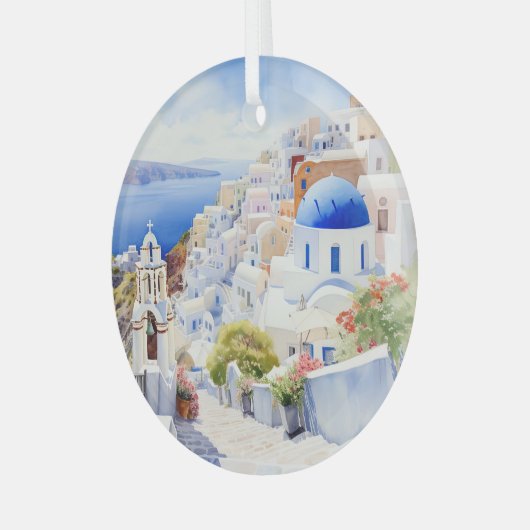 Santorini Ornament Aus Glas (Vorderseite links)