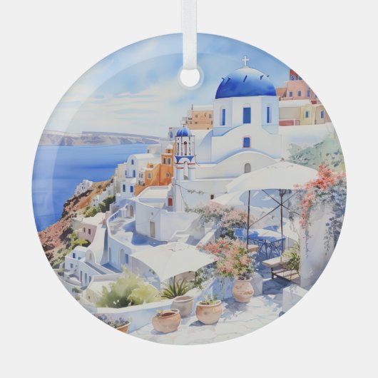Santorini Ornament Aus Glas (Vorderseite)