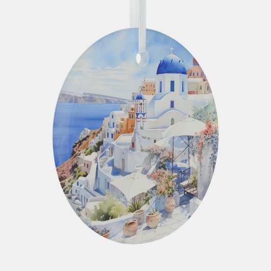 Santorini Ornament Aus Glas (Vorderseite Rechts)