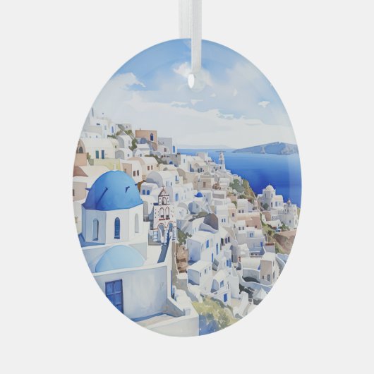 Santorini Ornament Aus Glas (Vorderseite Rechts)
