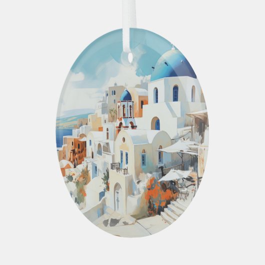 Santorini Ornament Aus Glas (Vorderseite links)