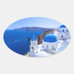Santorini Ovaler Aufkleber