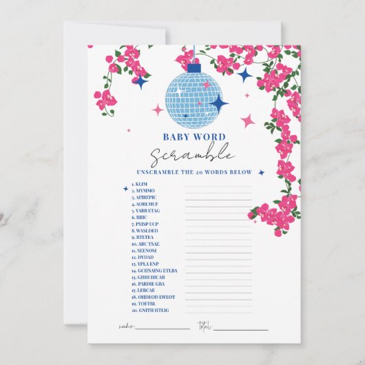 Santorini Pink Baby Wort Rührei Dusche Spielkarte Einladung (Vorderseite)