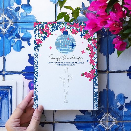 Santorini Pink Bridal Guess the dress Game card Einladung