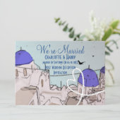 Santorini Post Wedding Celebration Party Einladung (Stehend Vorderseite)