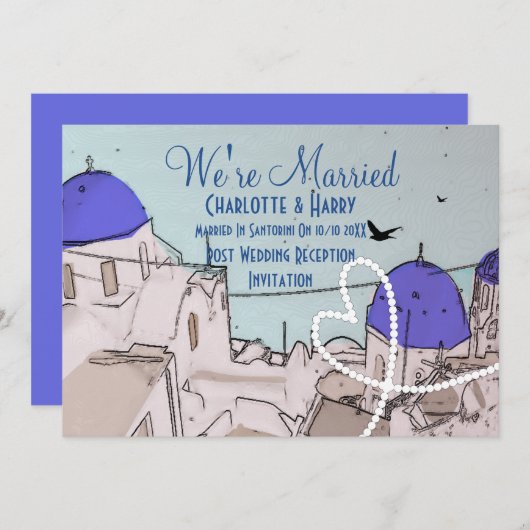 Santorini Post Wedding Celebration Party Einladung (Vorne/Hinten)