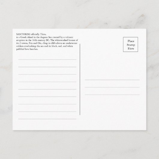 Santorini Postcard Postkarte (Rückseite)