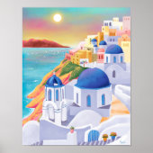 Santorini Print Greece Art Print Europe Travel Poster (Vorne)