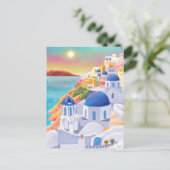 Santorini Print Greece Art Print Europe Travel Postkarte (Stehend Vorderseite)