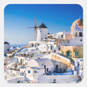 Santorini Quadratischer Aufkleber