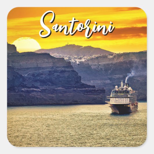 Santorini Quadratischer Aufkleber (Vorderseite)