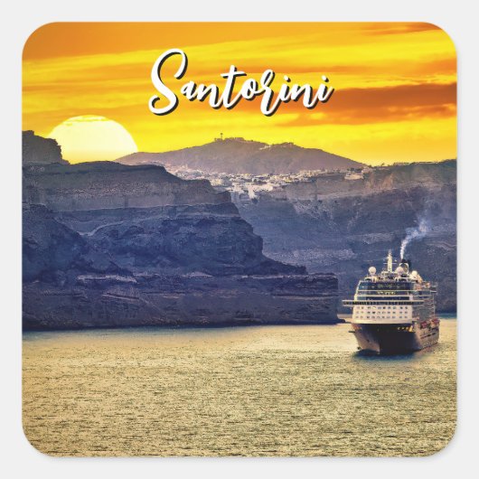 Santorini Quadratischer Aufkleber (Vorderseite)