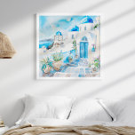 Santorini Reisen Kunst und Kultur Poster<br><div class="desc">Bringen Sie den Charme des Mittelmeers in Ihre Zuhause mit dem "Watercolor Mediterranean Santorini Travel Art Poster". Dieses atemberaubende quadratische Kunstwerk besticht durch eine malerische Straßenszene aus Santorin, die in zarten Aquarelltechniken dargestellt wird. Dieses Stück, das von lebhaften Azurblau und knalligen weißen Tönen dominiert wird, verkörpert perfekt die ruhige und...</div>