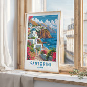 Santorini Reisen Print Poster Griechenland Mauer K