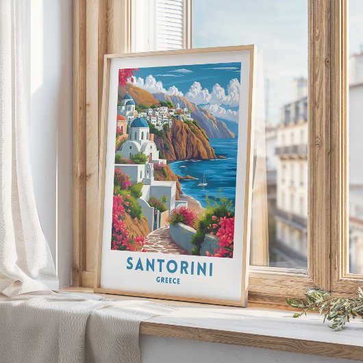 Santorini Reisen Print Poster Griechenland Mauer K
