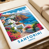 Santorini Reisen Print Poster Griechenland Mauer K