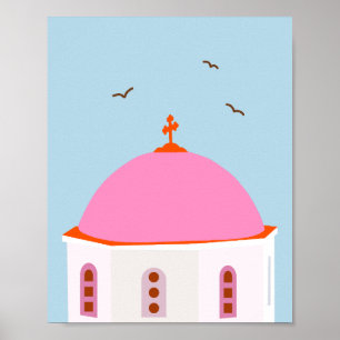Santorini reist nach Griechenland Rosa und Blau Poster