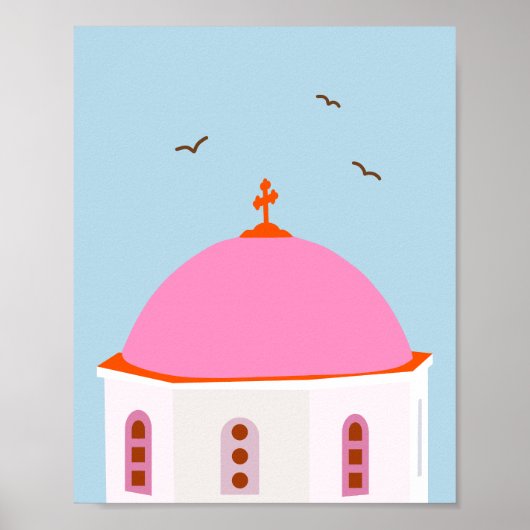 Santorini reist nach Griechenland Rosa und Blau Poster (Vorne)