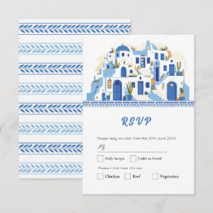 Santorini RSVP Cards Wedding Greece Blue Karte
