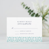 Santorini RSVP-Karte | Aqua RSVP Karte (Stehend Vorderseite)