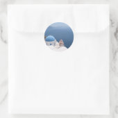 Santorini Runder Aufkleber (Tasche)
