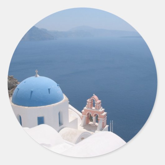Santorini Runder Aufkleber (Vorderseite)