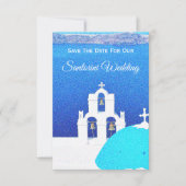 Santorini Save the Date Wedding Einladung (Vorderseite)