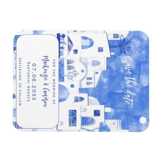 Santorini Save the Date Wedding Magnet (Horizontal)