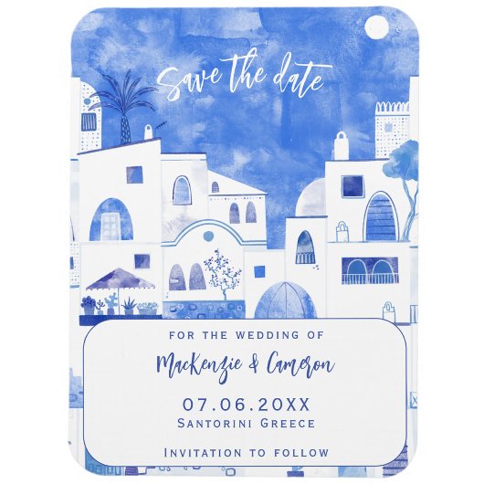 Santorini Save the Date Wedding Magnet
