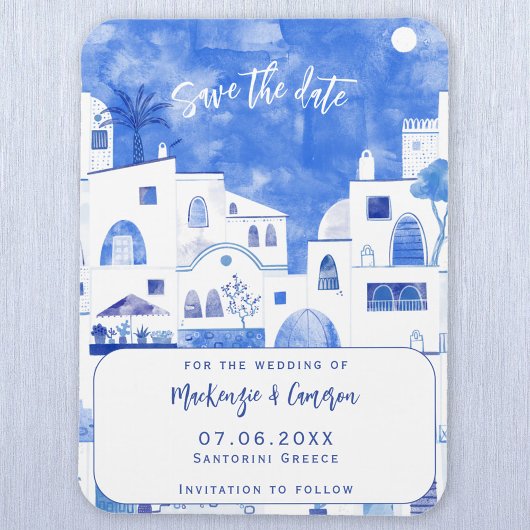 Santorini Save the Date Wedding Magnet