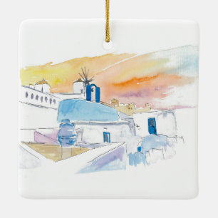 Santorini Scene Keramik Ornament