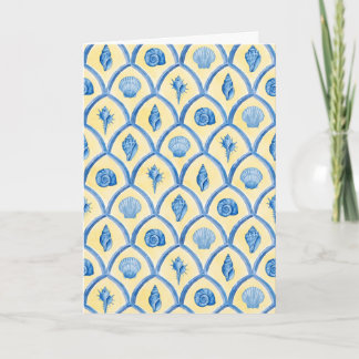 Santorini Shells Yellow Blue Watercolor Stationery Karte