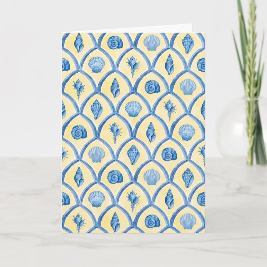 Santorini Shells Yellow Blue Watercolor Stationery Karte (Vorderseite)