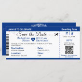 Santorini Skies Boarding Pass Style Save the Date (Vorne/Hinten)