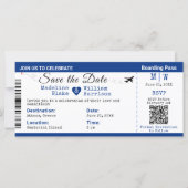 Santorini Skies Boarding Pass Style Save the Date (Vorderseite)