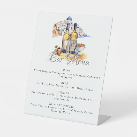 Santorini Skyline Bar Menu Sockelschild (Vorderseite)