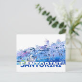 Santorini Skyline im Stil der reinen Schere Postkarte (Stehend Vorderseite)