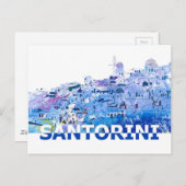 Santorini Skyline im Stil der reinen Schere Postkarte (Vorne/Hinten)